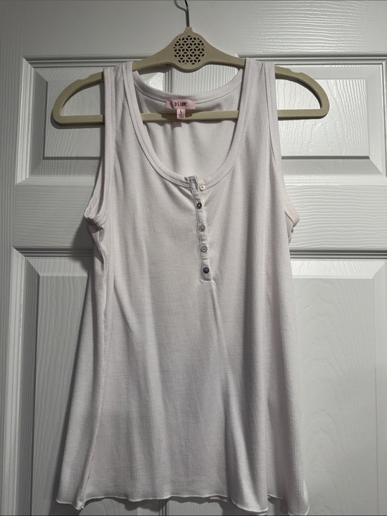PS Love Tops - PS Love Pale Pink Ribbed Henley Tank